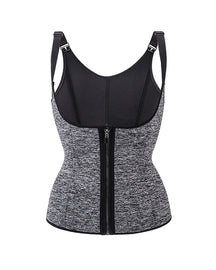 Women's Neoprene 3 Rows Hook Zipper Workout Waist Trainer Sweat Sauna Corset Vest