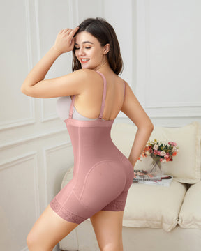 Women's Rosybrown Open Bust Shapewear Zipper Body Shaper Bodysuit