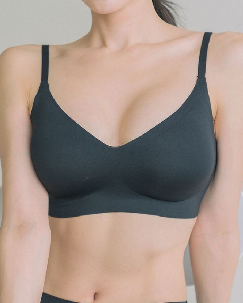 Solid Smooth Cup Seamless Push Up Wireless Thin U Back Bra