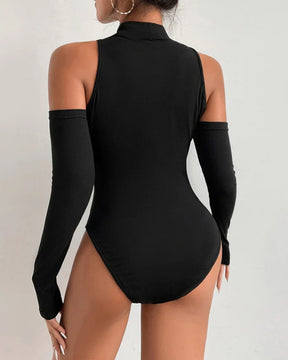 Sexy Long-sleeved Bodysuit with Off-shoulder Fit