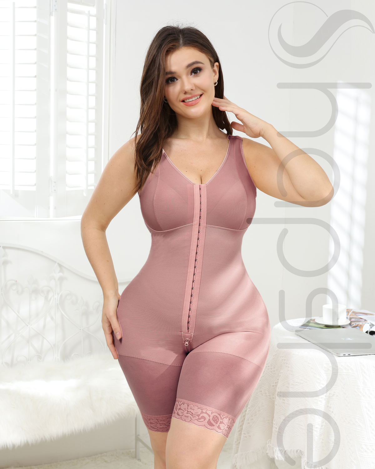 Women Rosybrown Full Body Waist Trainer Tummy Control Shapewear