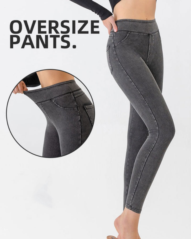 Double Pocket Yoga Jeans High Waist Slimming Sports Breathable