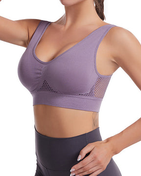 Women's Hollow Out Anti-Sagging High Support Sports Bra Breathable Yoga Top Bras