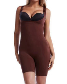 Seamless Open Bust Tummy Control Full Bodysuit Sleeveless Thigh Slimmer Shapewear