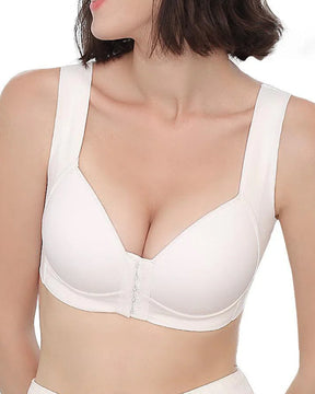 Women's Comfort Lift Front Closure Seamless Push Up Wireless Wide Strap Bra