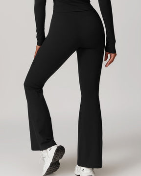 Crossover High Waist Hip Lift Nude Yoga Flared Pants