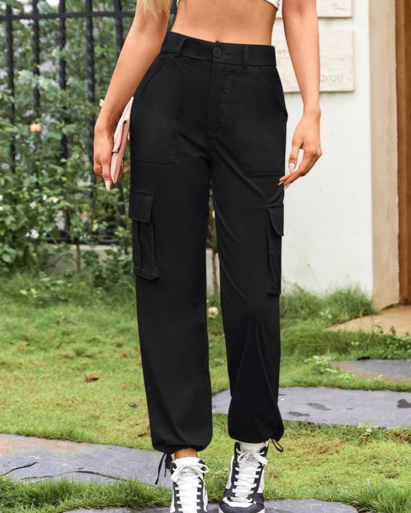 Women's Loose Casual Wide Leg High Waist Pocket Cargo Pants