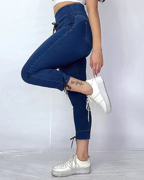 Women's Elastic Waisted Mid-Stretch High Waist Skinny Jeans