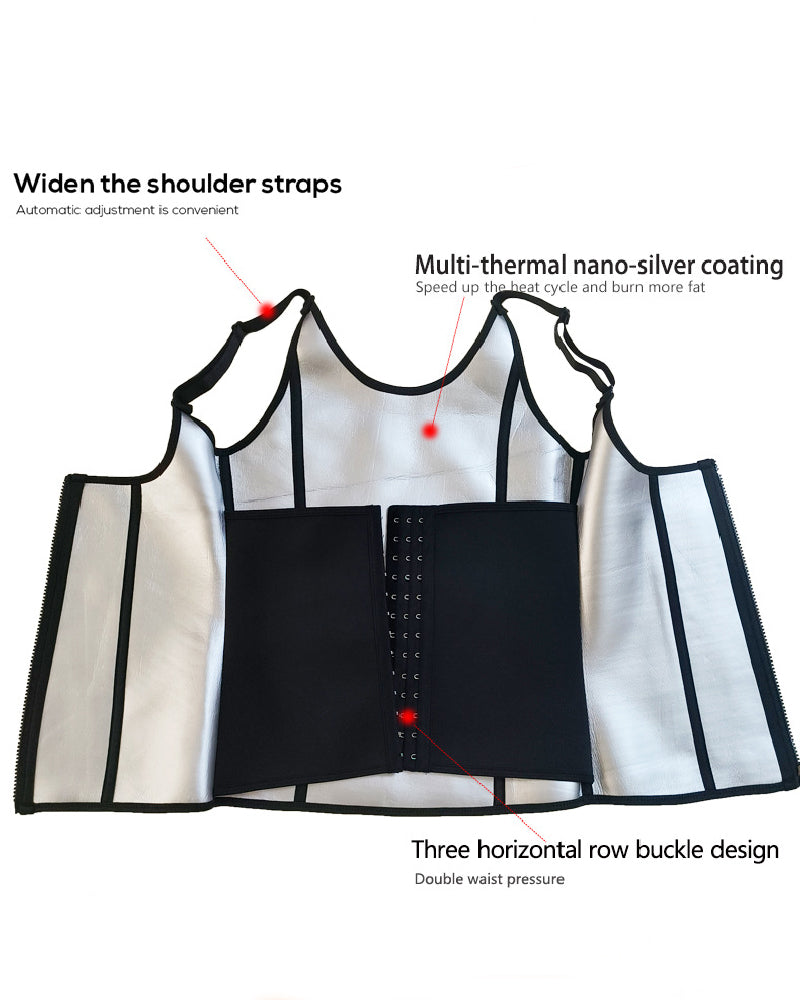 Women's Neoprene 3 Rows Hook Zipper Workout Waist Trainer Sweat Sauna Corset Vest