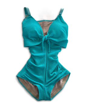 Women's Tummy Control Swimsuit Cutout Tie Knot Front Push Up Shapewear Bathing Suit