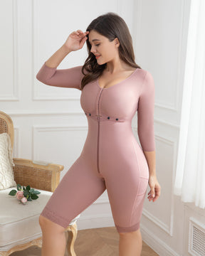 Fajas RosyBrown Hourglass Shapewear for Women With Sleeves and Bra