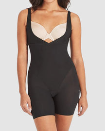 Seamless Tummy Control Shapewear Open-Bust Mid-Thigh Bodysuit