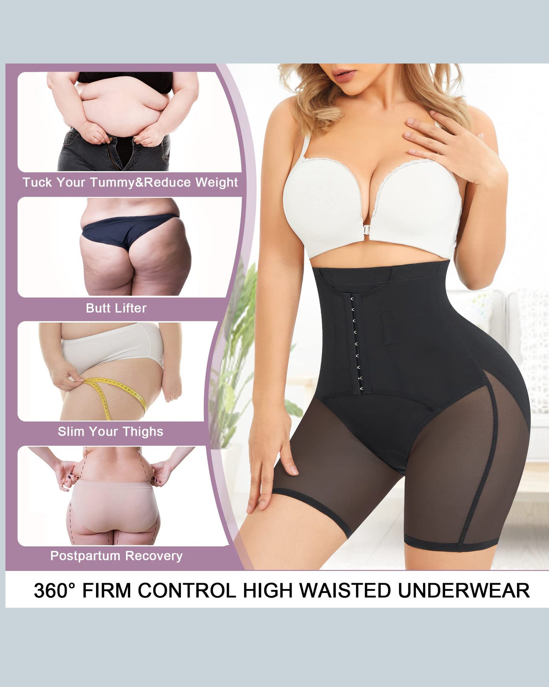 Double Tummy Control Faja Shorts High Waist Butt Lifter Thigh Slimmer Shaper Shorts