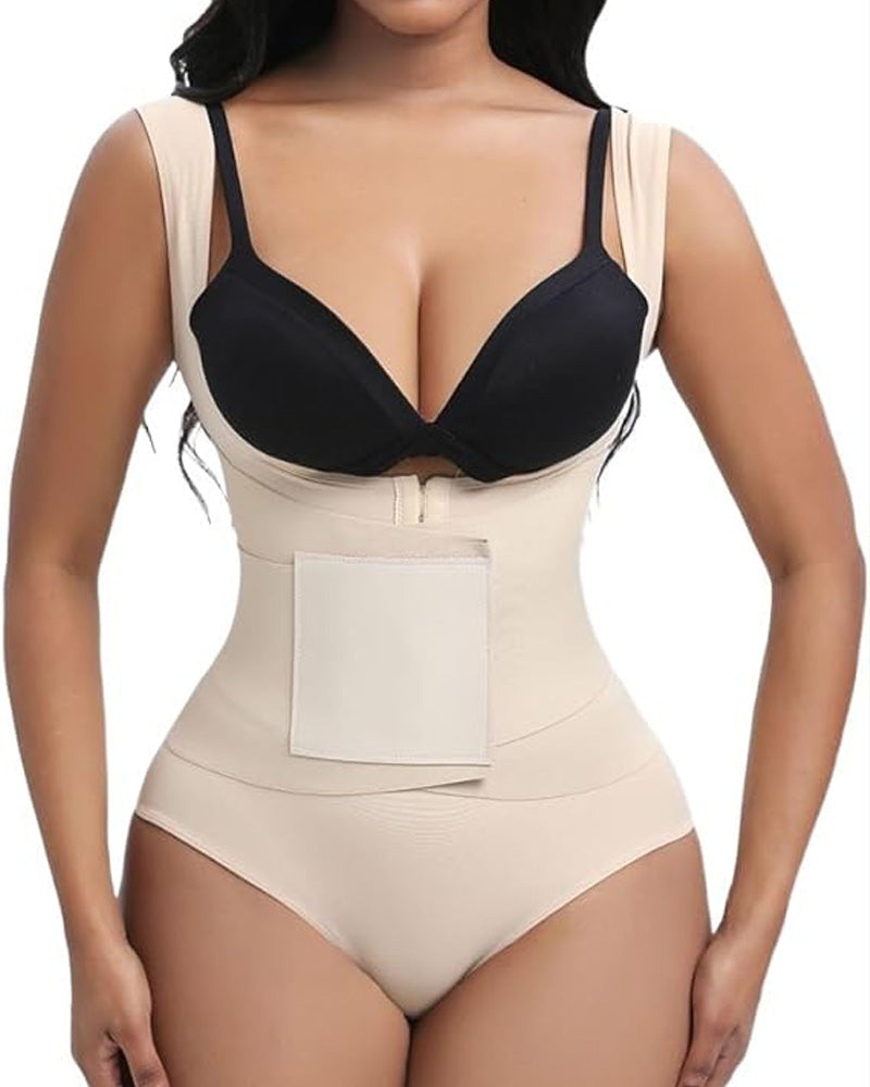 Women Low Back Tummy Control Thong Bodysuit Shapewear with Reinforced belt