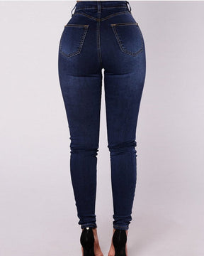 Trendy Double-breasted Multi-button Slim-fit Stretch Jeans