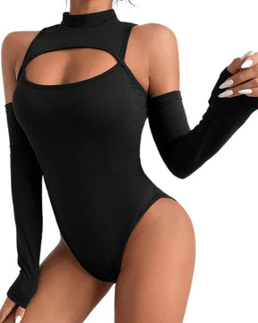 Sexy Long-sleeved Bodysuit with Off-shoulder Fit