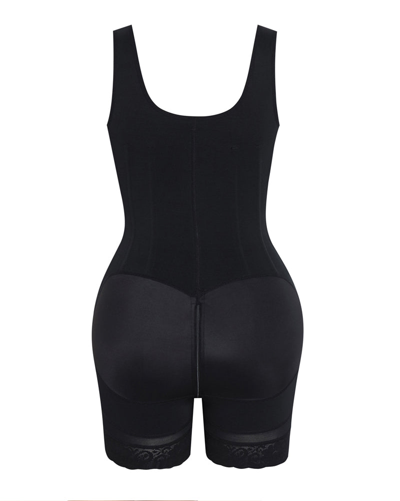 High compression Front Zipper Mid Thigh Shapewear with Bra