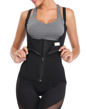 Women's Neoprene 3 Rows Hook Zipper Workout Waist Trainer Sweat Sauna Corset Vest