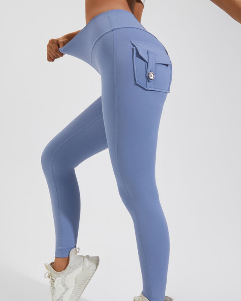 Peach Hip Fitness Leggings with Cargo Pockets