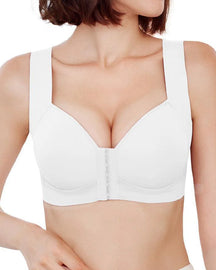 Women's Comfort Lift Front Closure Seamless Push Up Wireless Wide Strap Bra