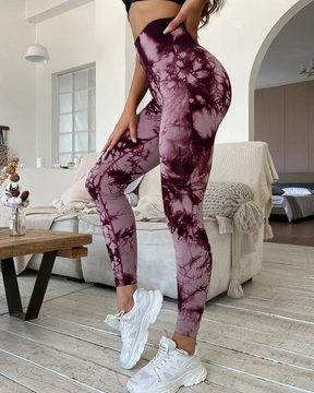 Tie Dye Seamless High Waist Breathable Softness Sports Workout Leggings Yoga Pants