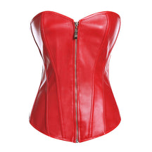 Womens Faux Leather Zipper Front Bustier Corset Top