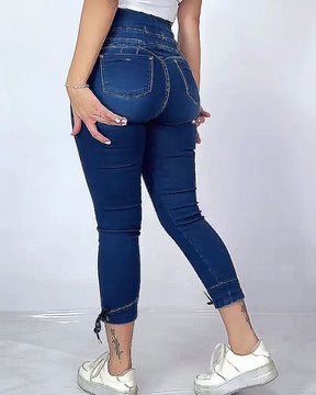 Women's Elastic Waisted Mid-Stretch High Waist Skinny Jeans