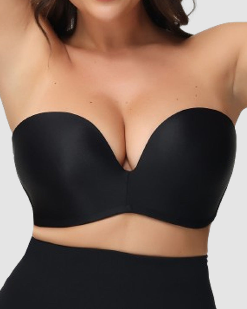 Wireless glossy push up strapless sexy plus size bra