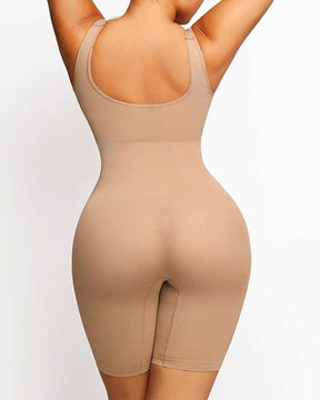 Women's Seamless Mid-Thigh Tummy Control U-Neck Bodysuit Shapewear