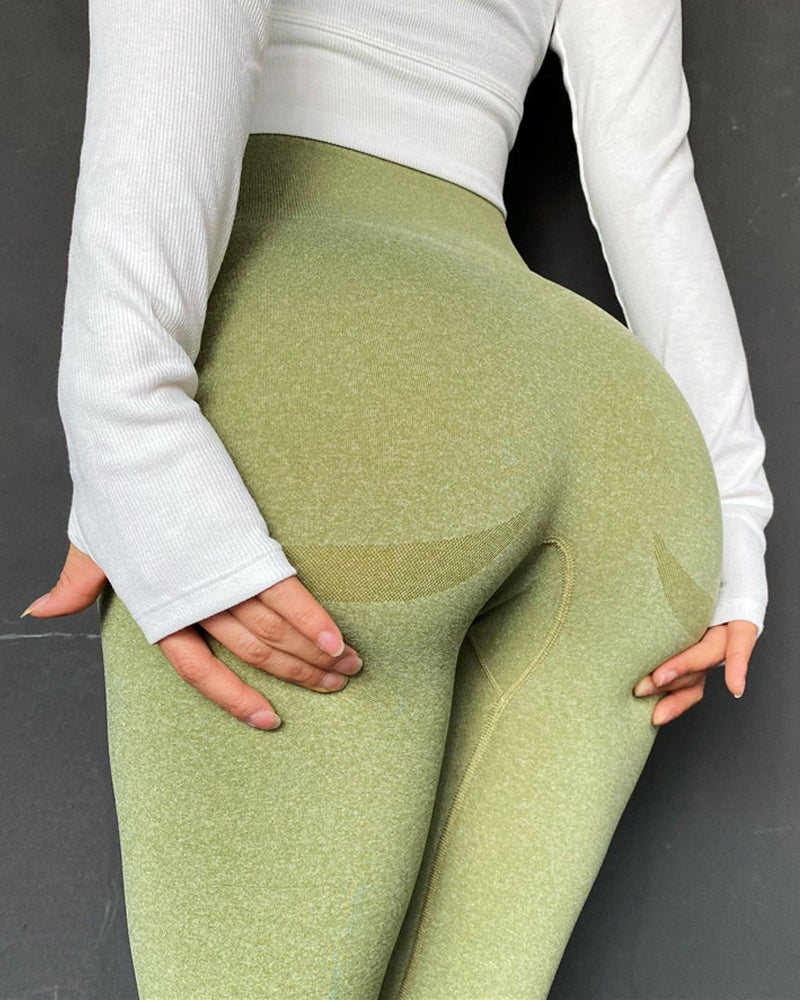 Seamless Smiley face butt lift fitness high-waisted elastic yoga pants