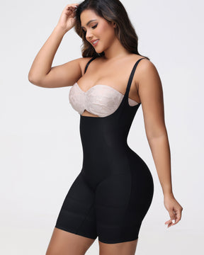 Open Bust Mid Thigh Bodysuit Seamless Sculpting Butt Lifter Shapewear