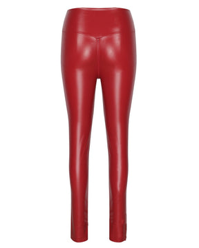 Sexy PU Leather Crotch Zipper Leather Pants for Curvy Women