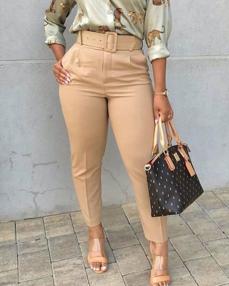 Women's High Waist Casual Slim Fit Suit Pants