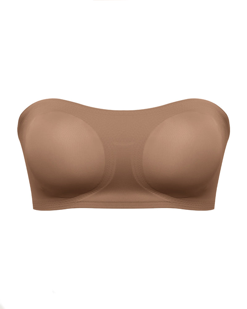 Comfy Push-Up Bandeau Bra Strapless Non-Slip Silicone Cross Side Buckle Bra