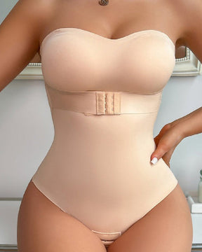 Women's Strapless Tummy Control One Piece Seamless Thong Shapewear Bodysuits