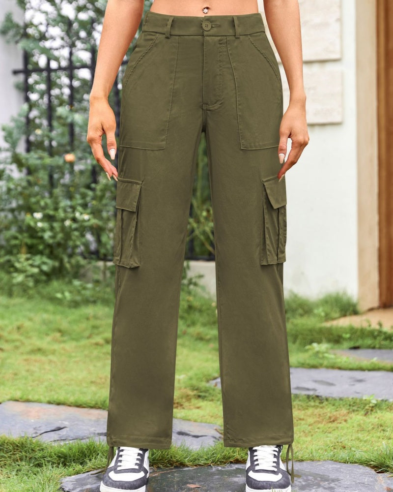 Women's Loose Casual Wide Leg High Waist Pocket Cargo Pants