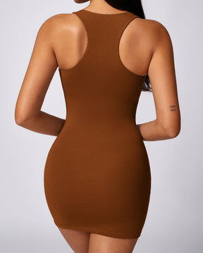 Ribbed Racerback Slim Fit Shapewear Dress Sleeveless Sexy Bodycon Mini Dress