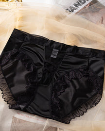 Premium Satin Underwear Panties with Lace Trim