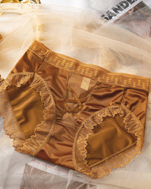 Premium Satin Underwear Panties with Lace Trim