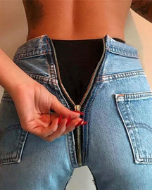 Sexy Back Zipper Skinny Jeans for Women