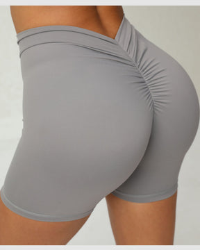 Deep V-shaped Back Waist Hip Scrunch Butt Wrinkled Shaping Shorts