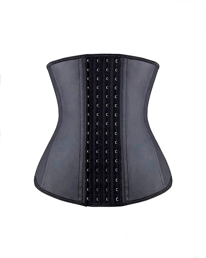 Women's Glossy 9 Boned Waist Trainer Latex Underbust Tummy Control Sports Sauna Corset