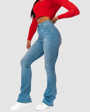 High Waisted Slim Stretch Skinny Flare Jeans