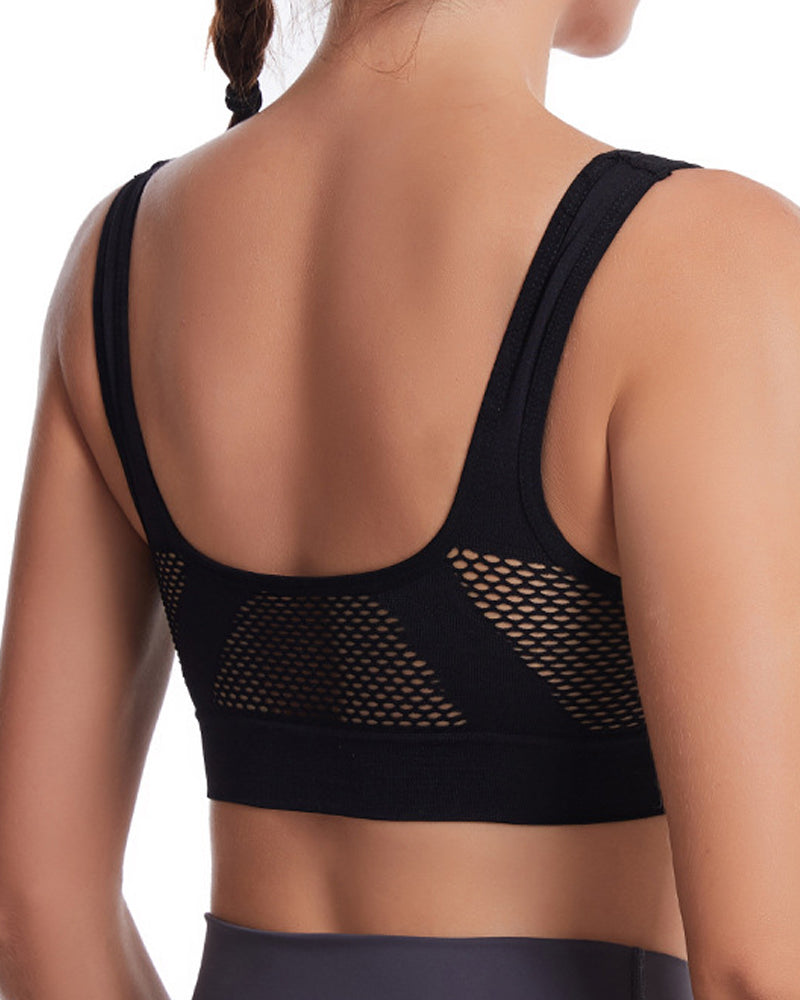 Women's Hollow Out Anti-Sagging High Support Sports Bra Breathable Yoga Top Bras