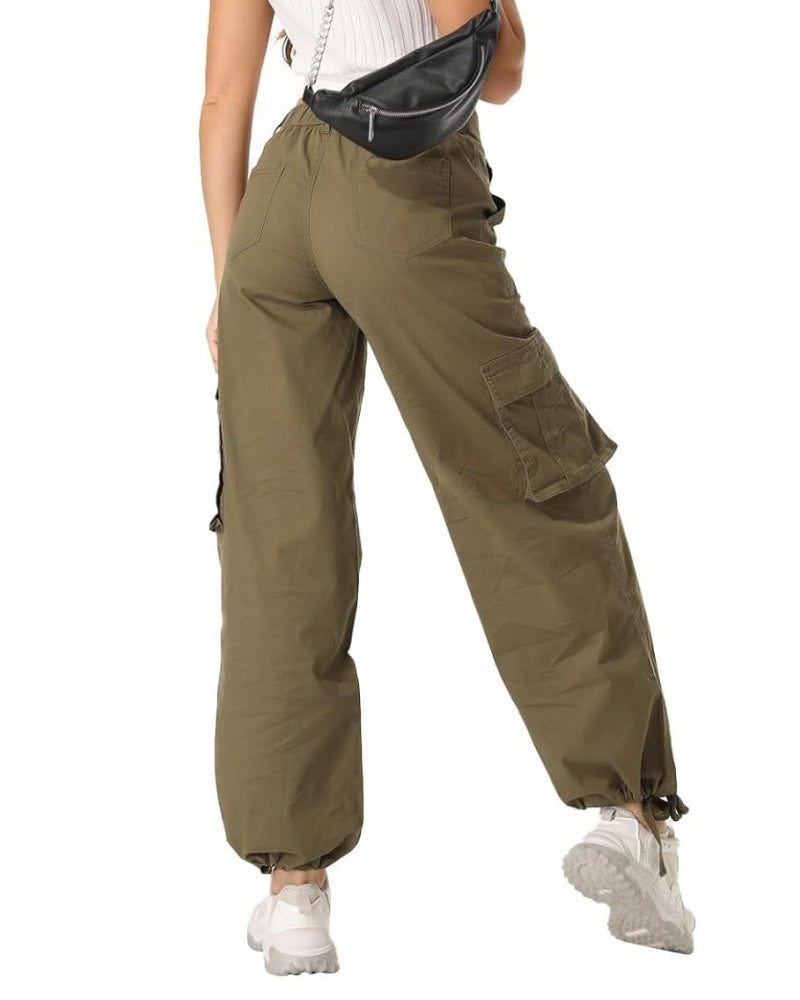 Women's Loose Casual Wide Leg High Waist Pocket Cargo Pants