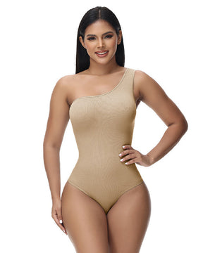 Sexy Ribbed One Shoulder Sleeveless Tank Top Tight Stretch Bodysuit