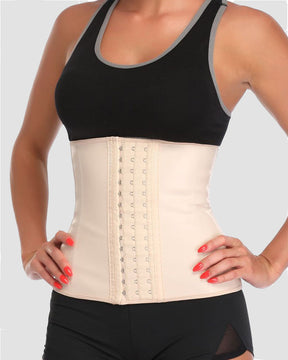 Women's Glossy 9 Boned Waist Trainer Latex Underbust Tummy Control Sports Sauna Corset