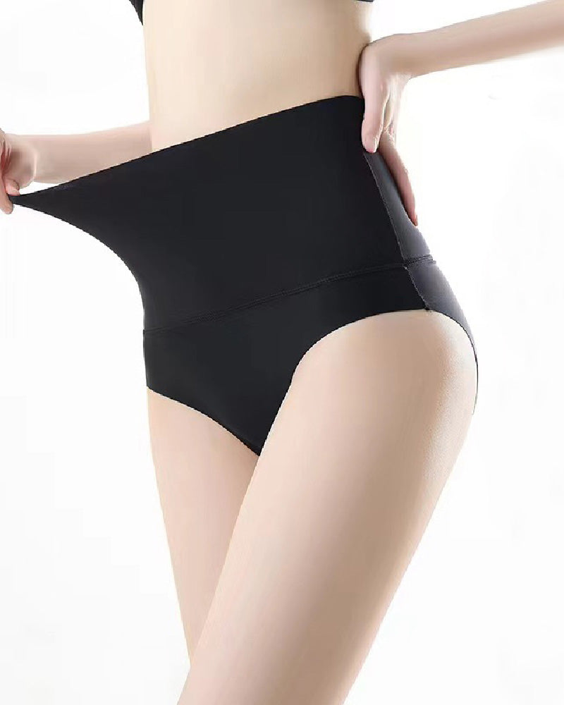 Women's High Waist Ice Silk Tummy Control Underwear Seamless Shaping Briefs