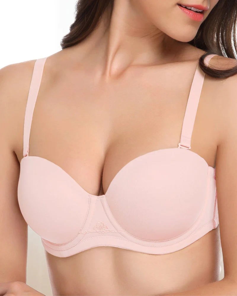 Pink Strapless Push up Underwired Bra Multiway Contour Plus Sizes