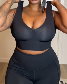 Wireless Seamless V-Neck Tank Plus Size Push Up Bra